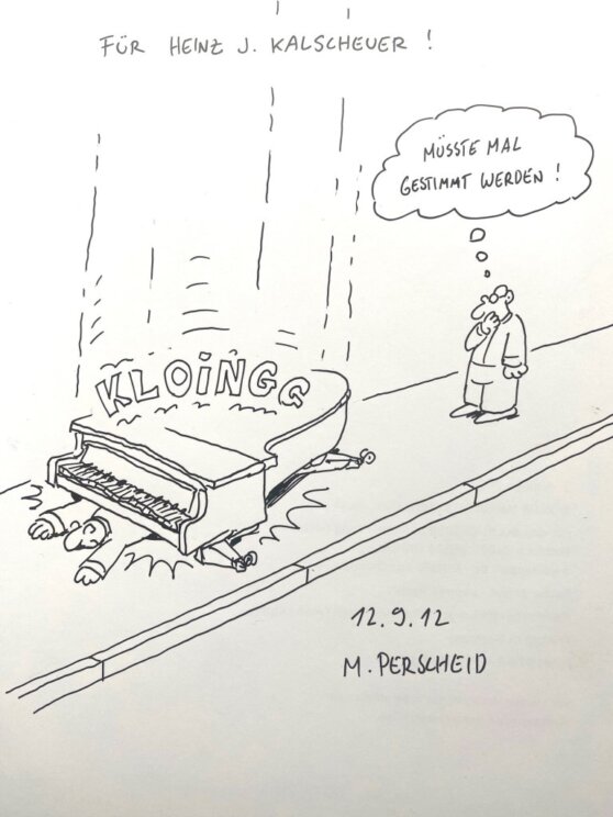 Martin Perscheid Cartoon Widmung als dank für eine Klavierstimmung
